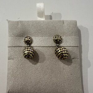 Vintage John Hardy Two Tone 925 Silver & 18 K Gold Oval Dot Drop Earrings